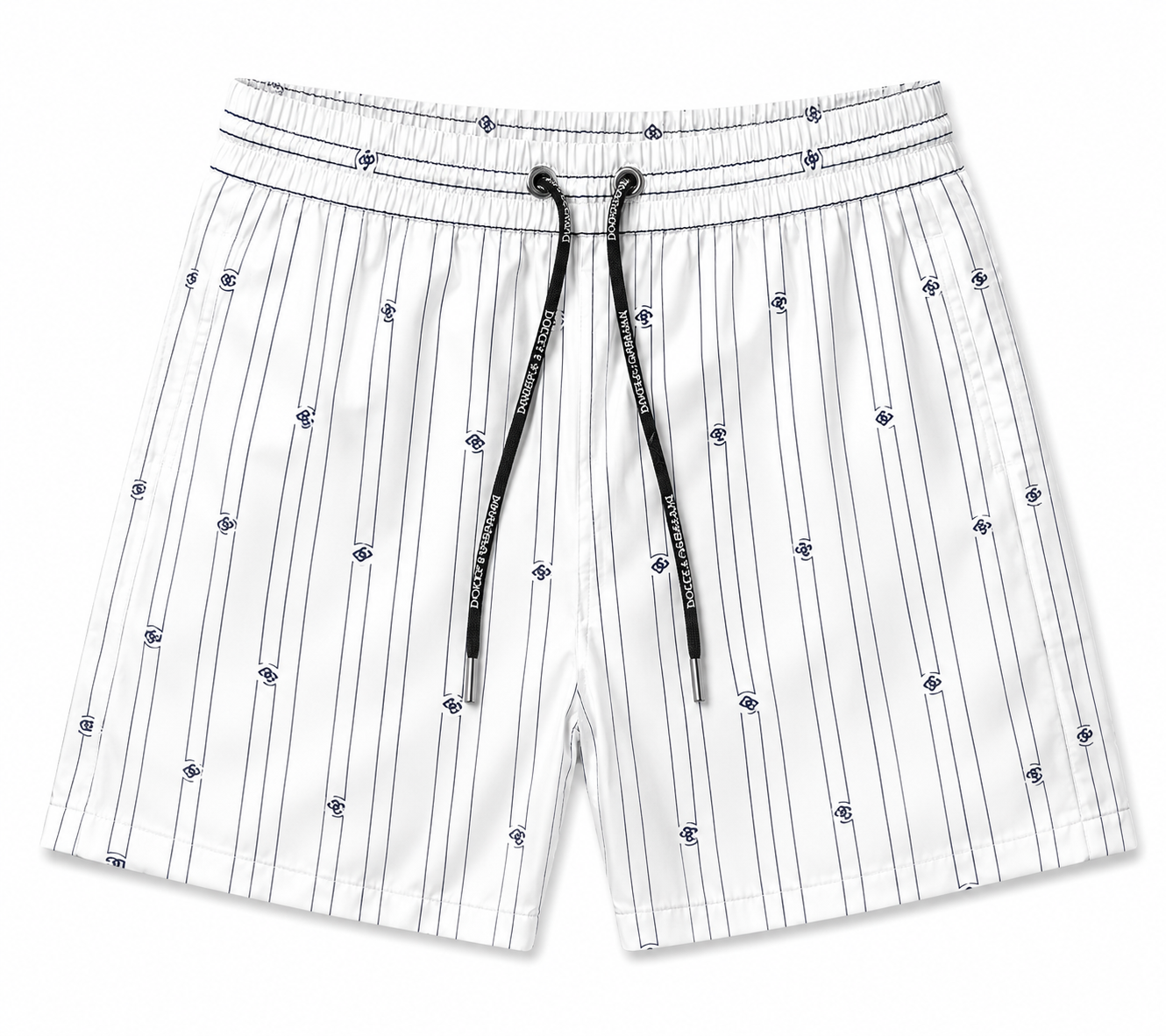 White Pinstripe Swim Shorts