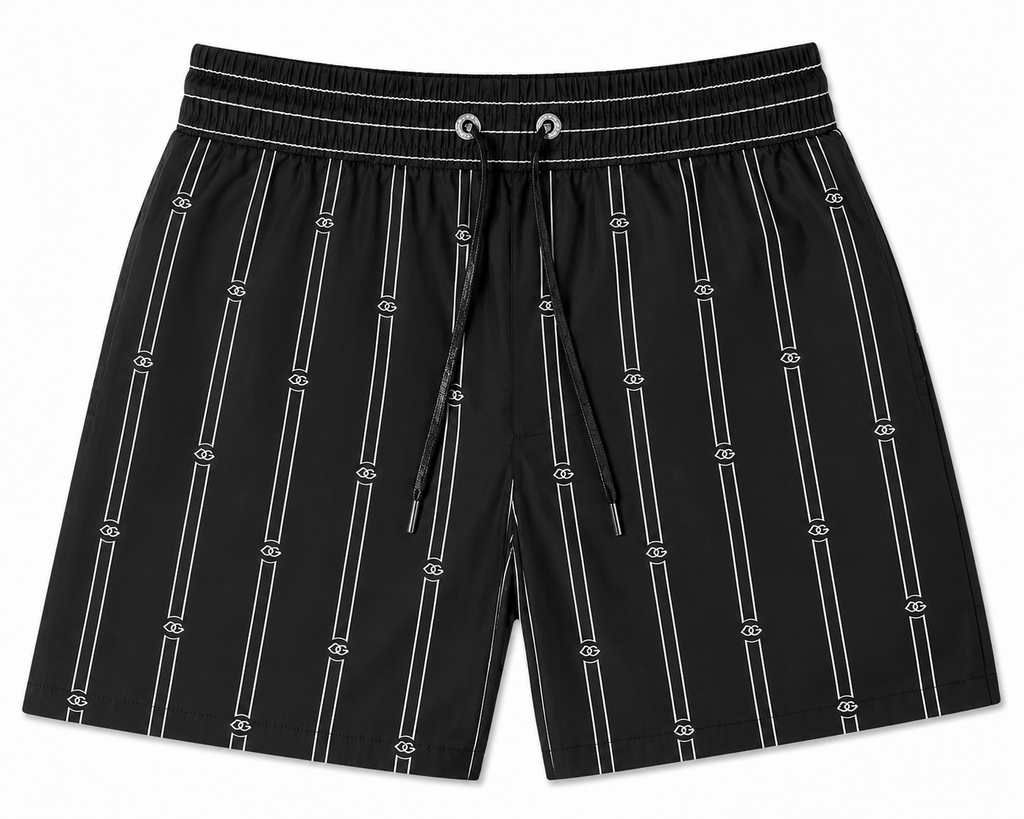 Pinstripe Swim Shorts – Black