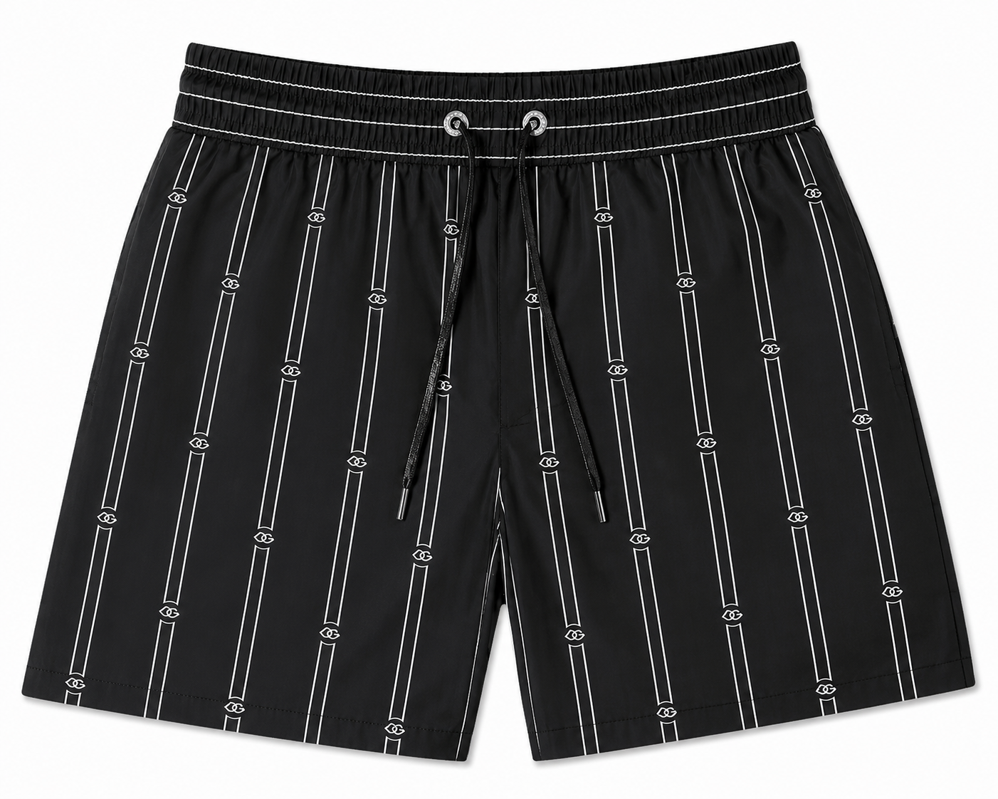 Pinstripe Swim Shorts – Black