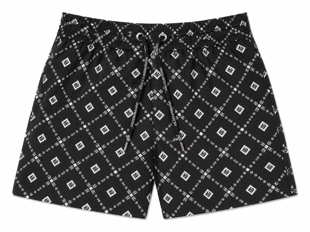 Black Monogram Swim Shorts