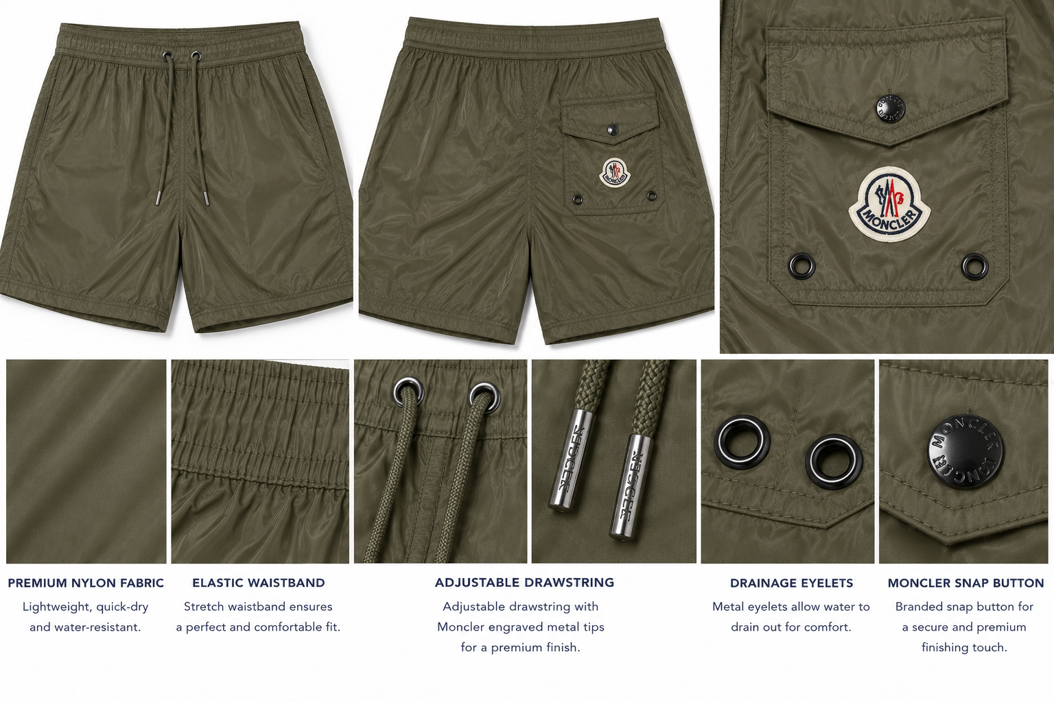 Olive Nylon Swim Shorts