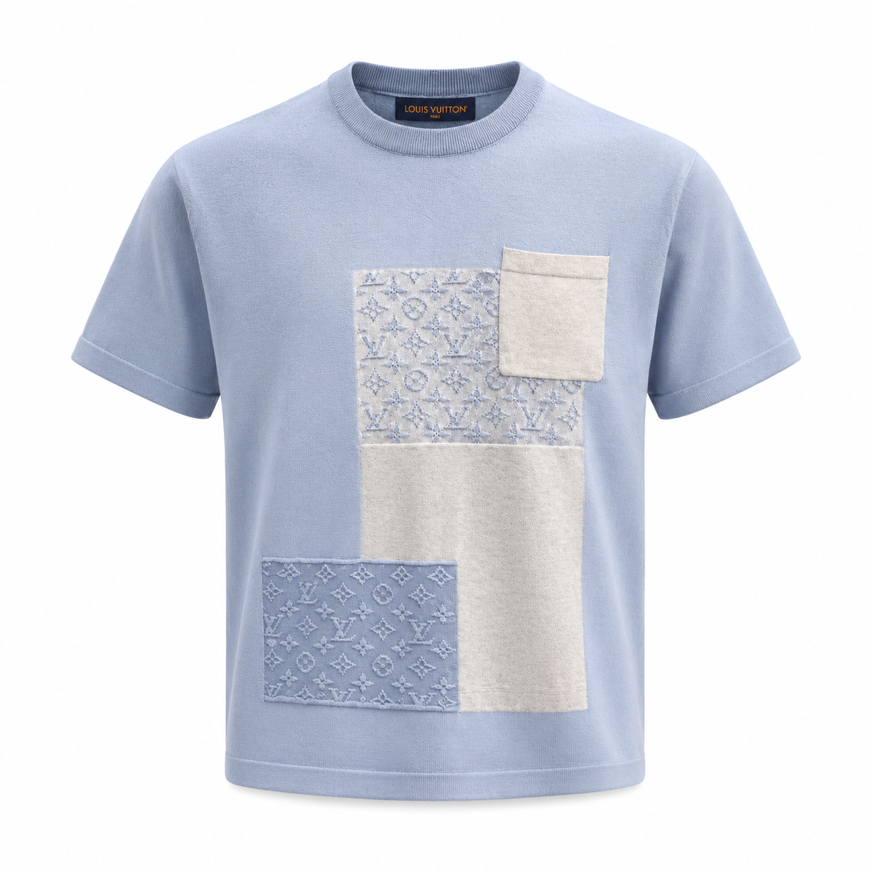 1V Patchwork Knit T-Shirt
