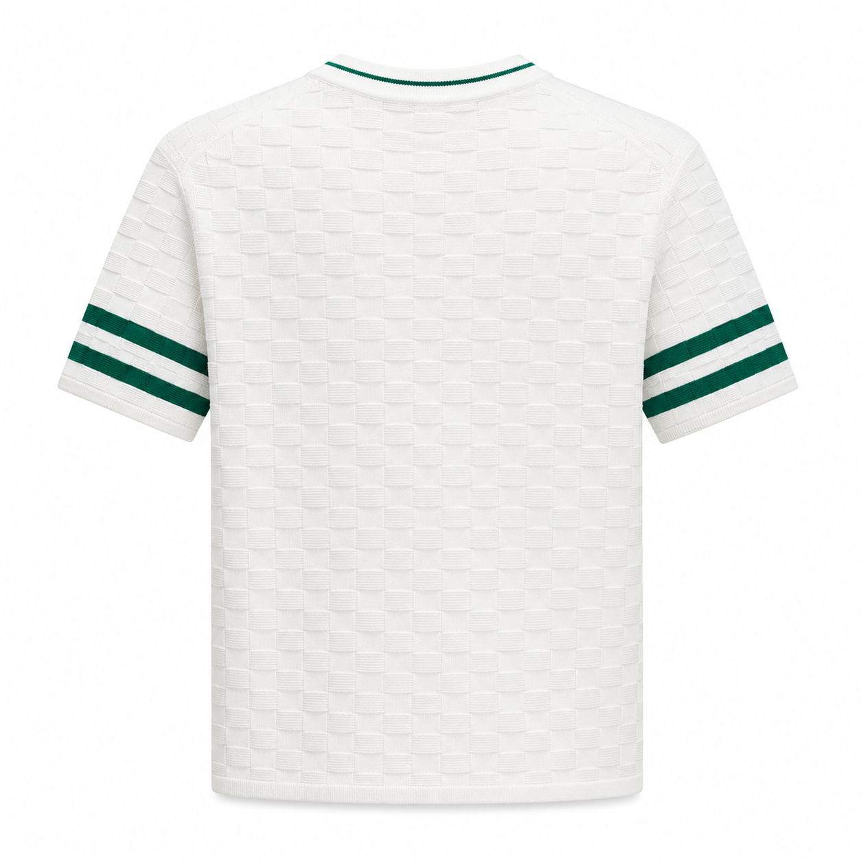 1V Checker Knit T-Shirt – White / Green