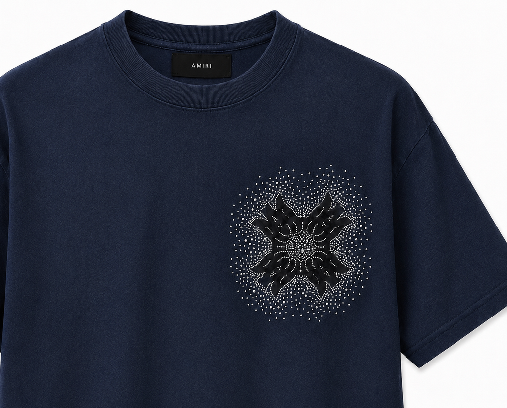 AMIRI Crystal Logo T-Shirt – Navy