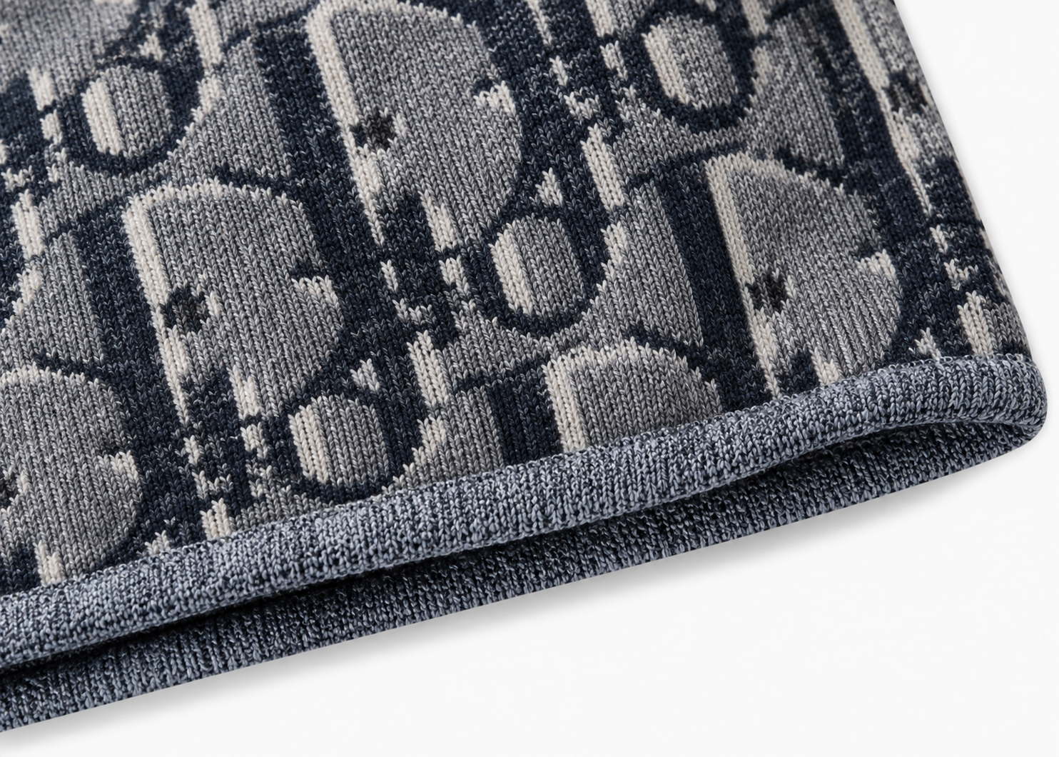 Oblique Knit T-Shirt – Grey/Navy