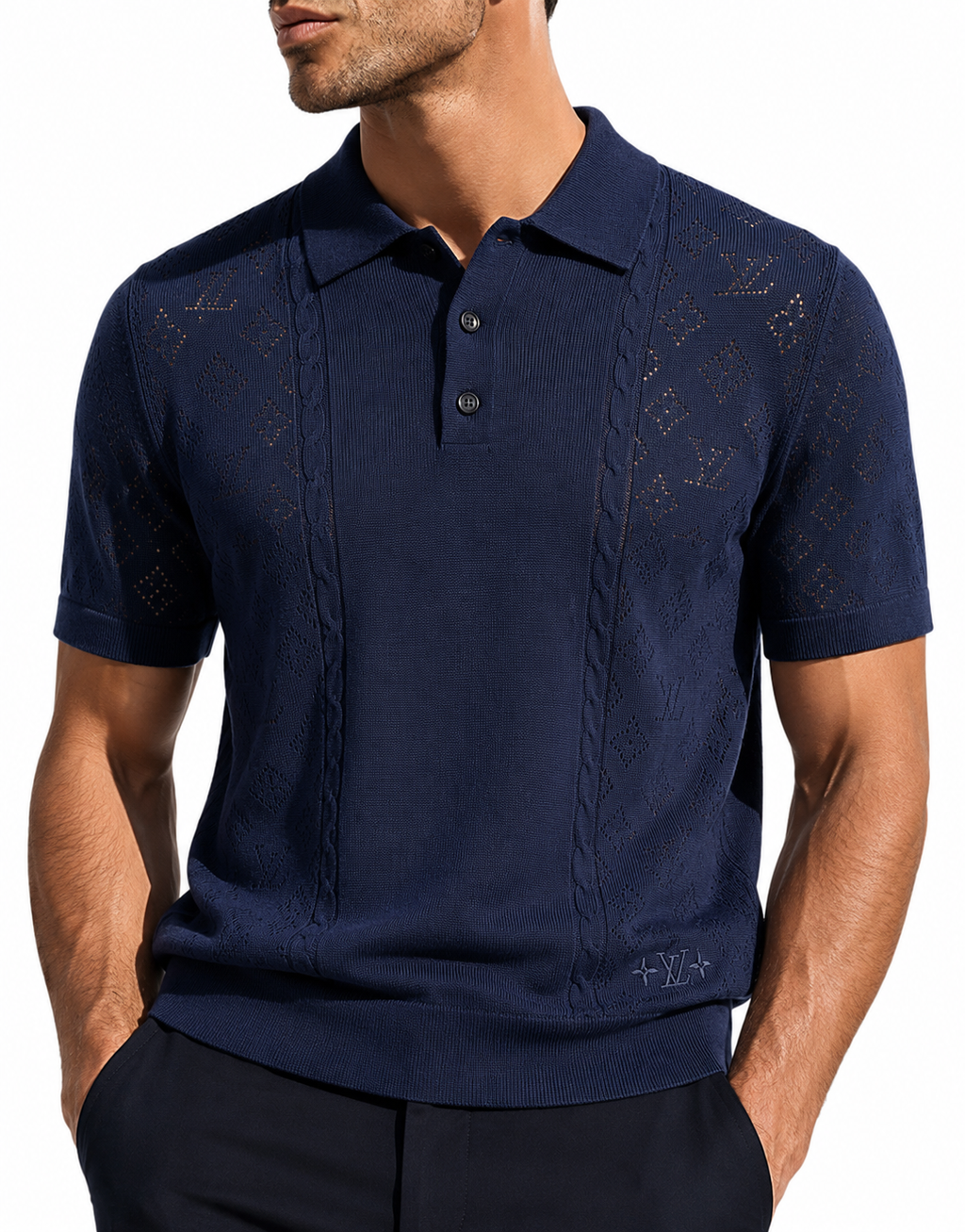 1V Knit Polo – Navy