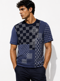 1V - Patchwork Knit T-Shirt – Navy