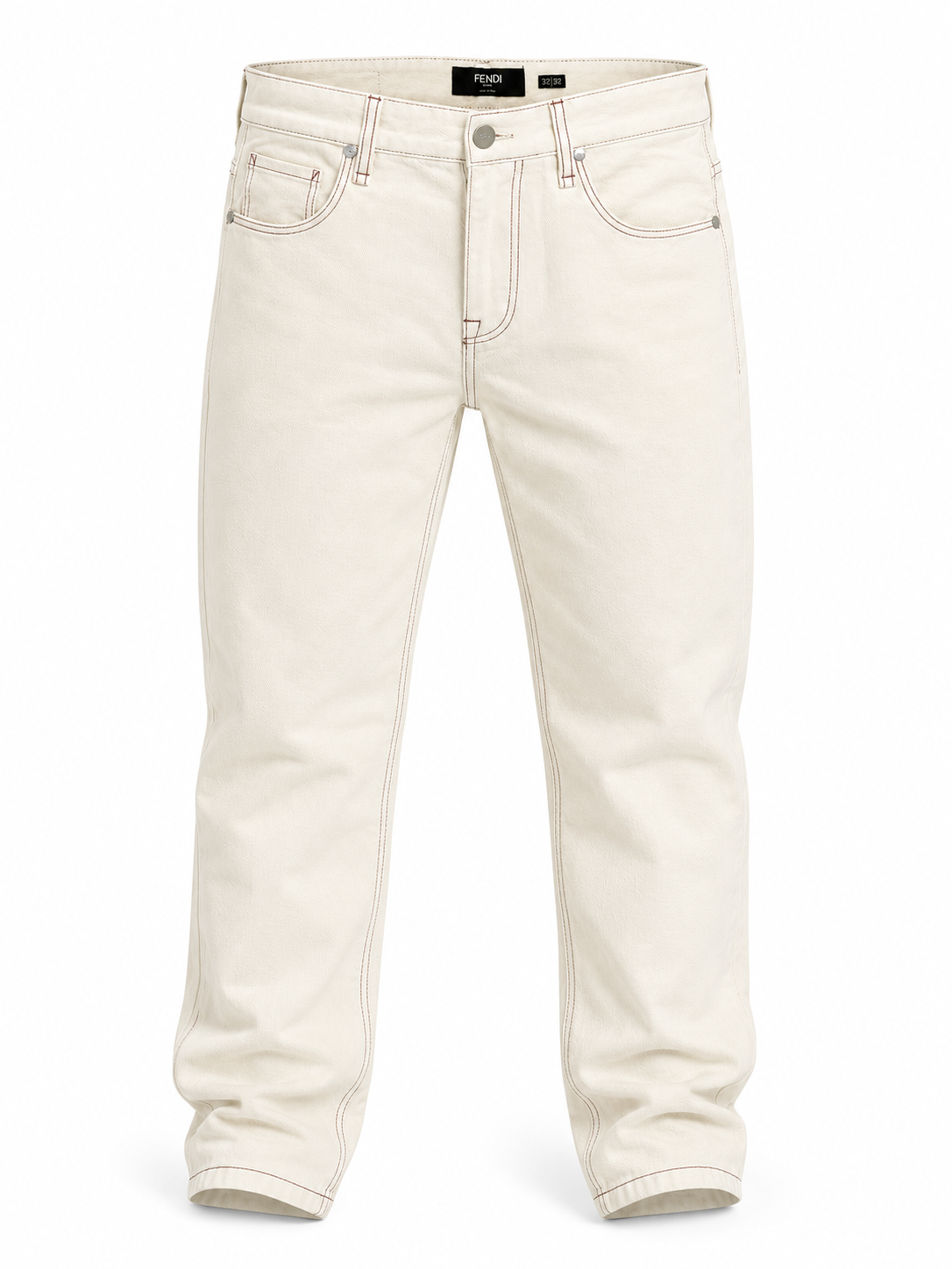 Fendi Off-White Contrast Stitch Jeans
