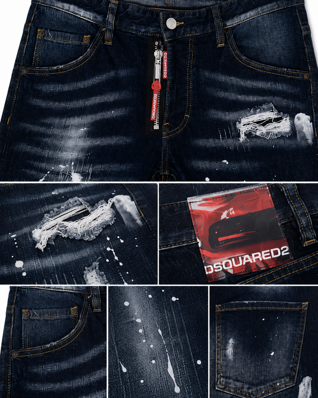 DSQ Distressed Paint Splash Jeans