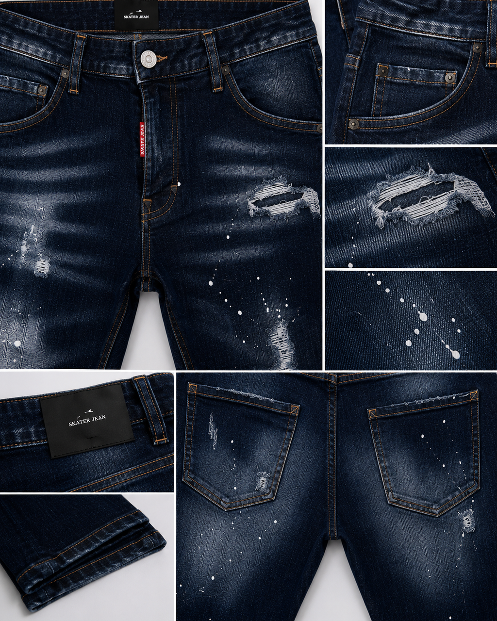 Dsquared - Dark Blue Distressed Slim Fit Jeans