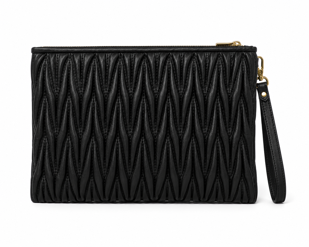 Miu Miu Quilted Leather Clutch – Black