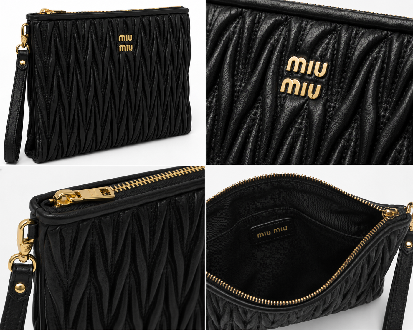 Miu Miu Quilted Leather Clutch – Black