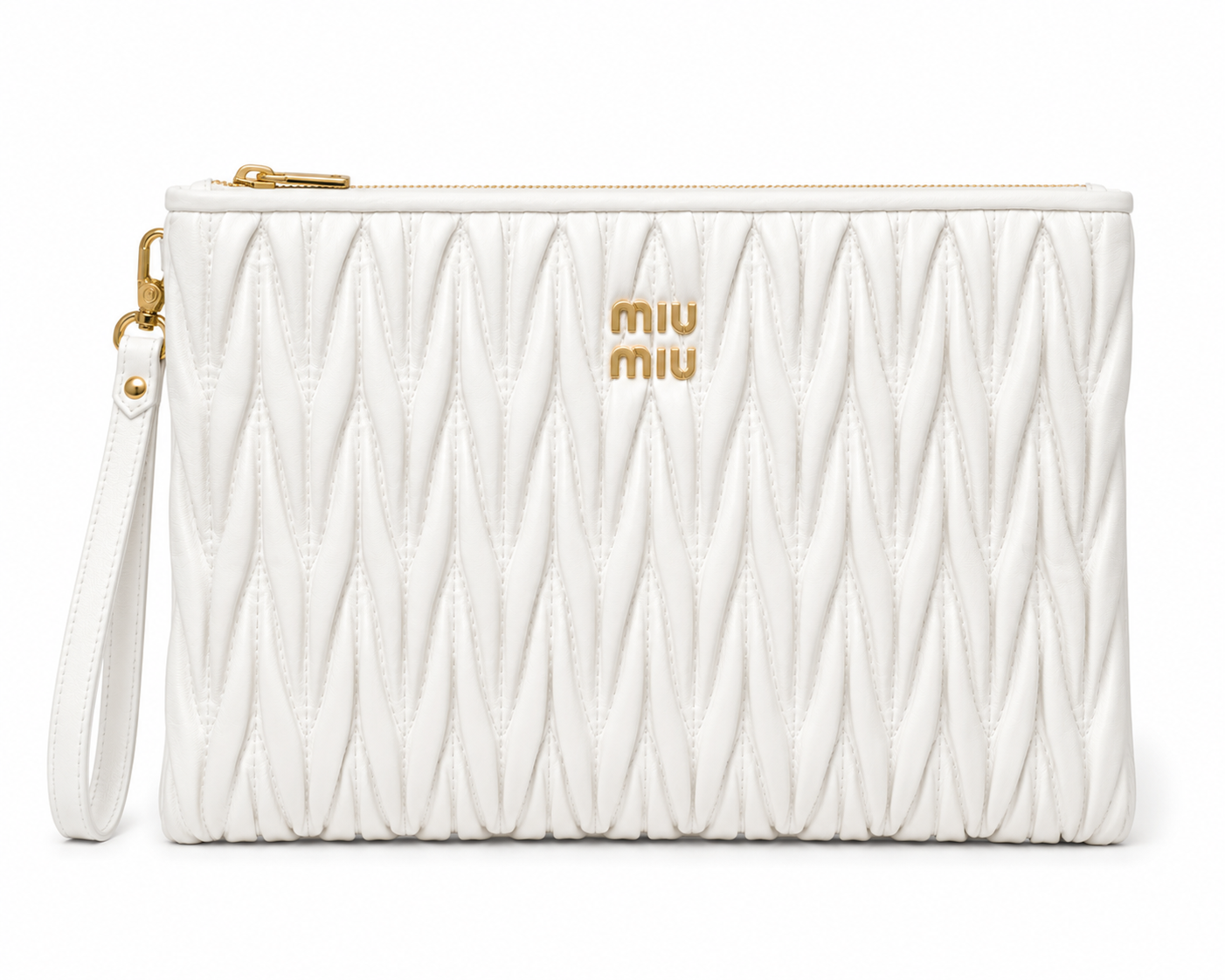 Miu Miu Quilted Leather Clutch – White