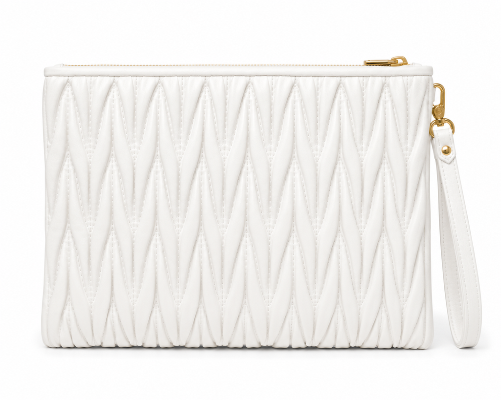 Miu Miu Quilted Leather Clutch – White