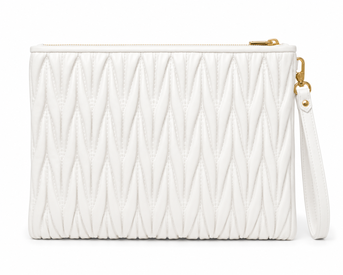 Miu Miu Quilted Leather Clutch – White