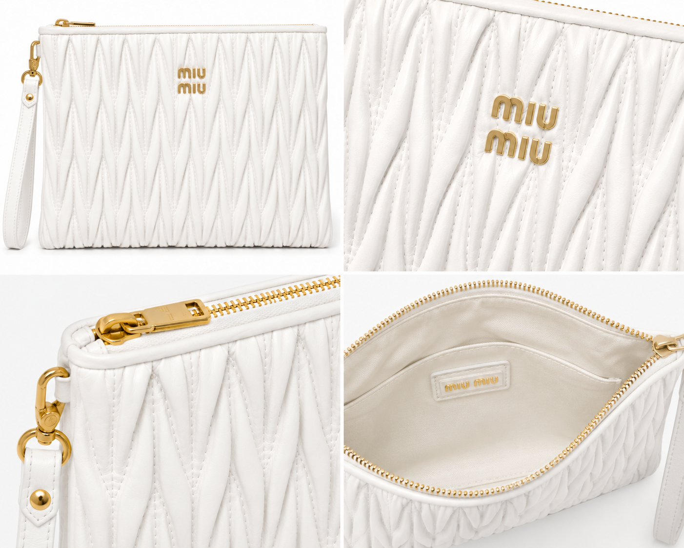 Miu Miu Quilted Leather Clutch – White
