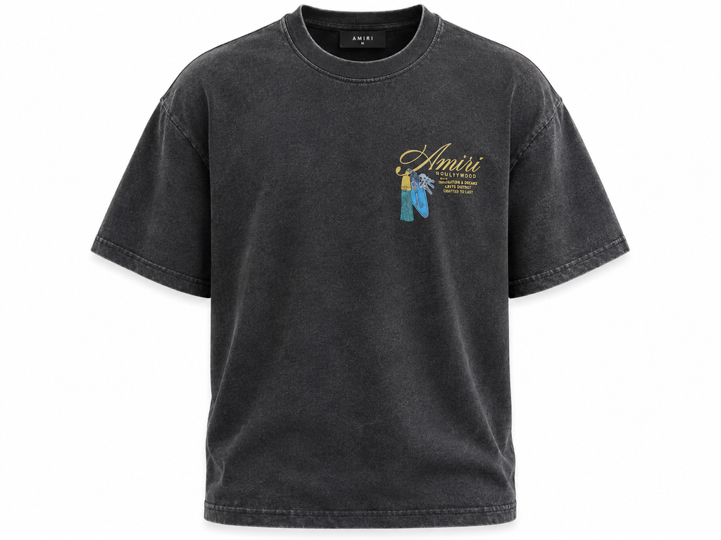 AMIRI Hollywood Graphic Washed T-Shirt – Charcoal