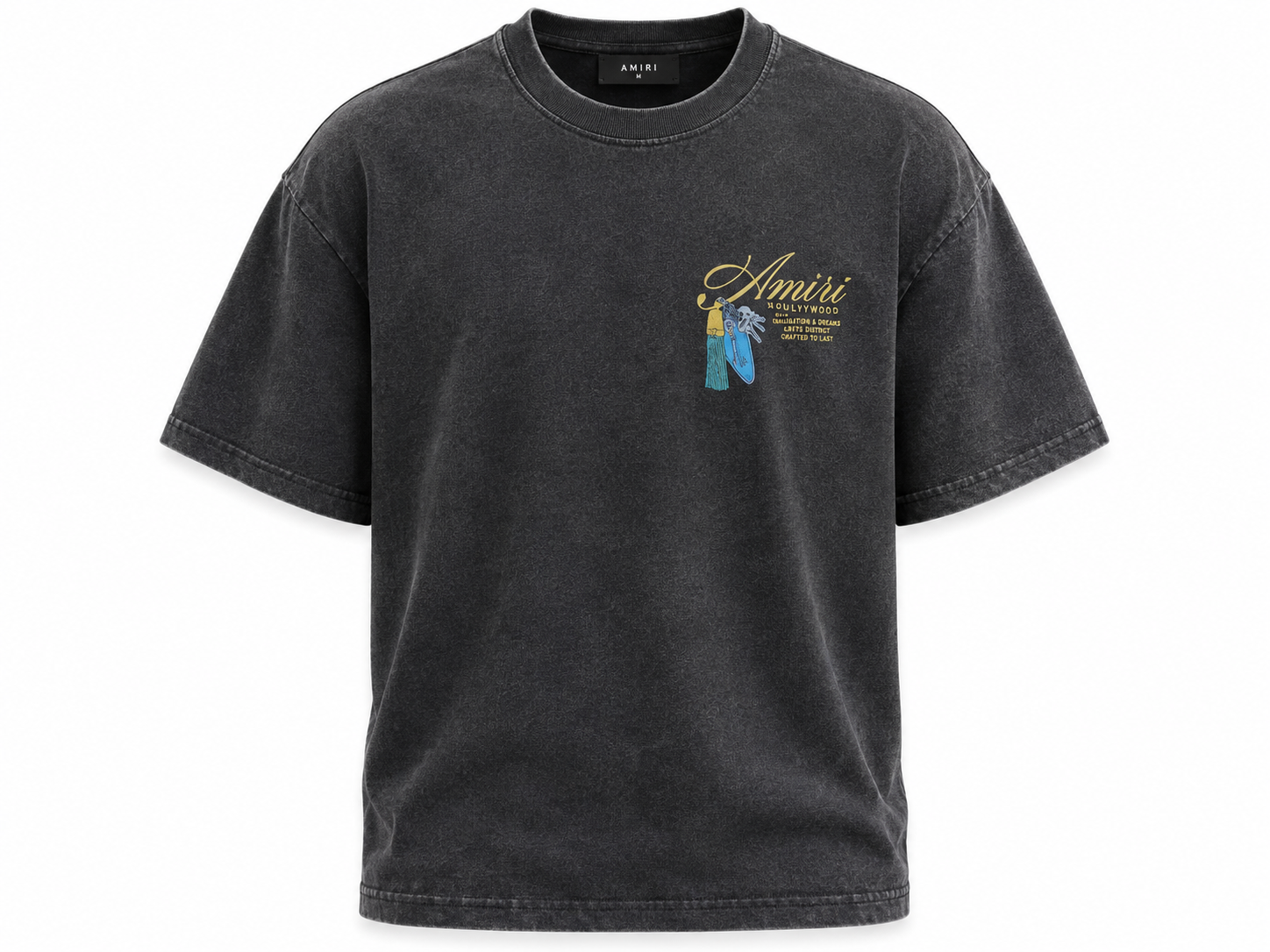 AMIRI Hollywood Graphic Washed T-Shirt – Charcoal