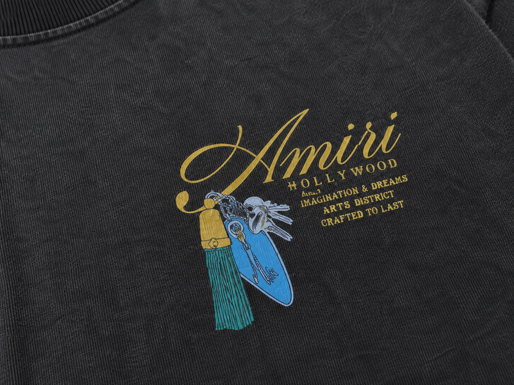 AMIRI Hollywood Graphic Washed T-Shirt – Charcoal