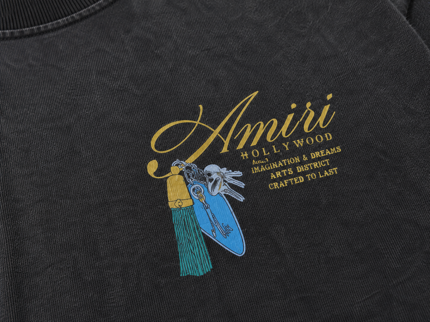 AMIRI Hollywood Graphic Washed T-Shirt – Charcoal