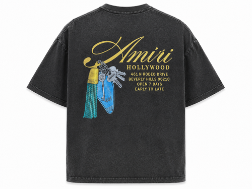 AMIRI Hollywood Graphic Washed T-Shirt – Charcoal