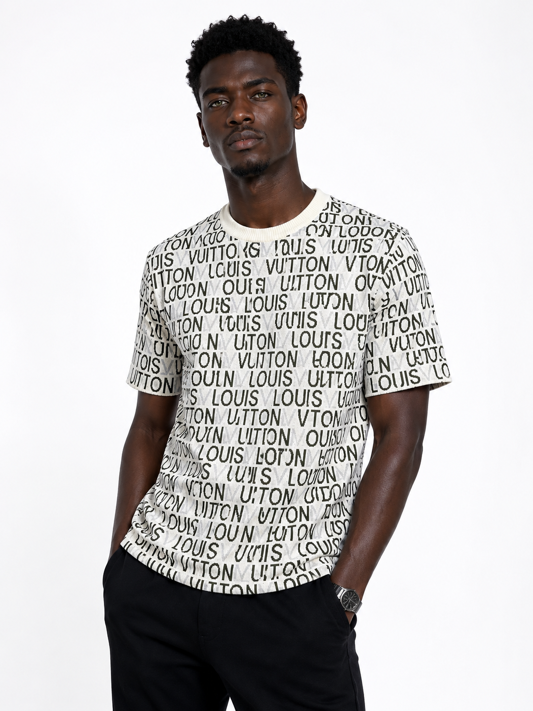 All-Over Logo Knit T-Shirt