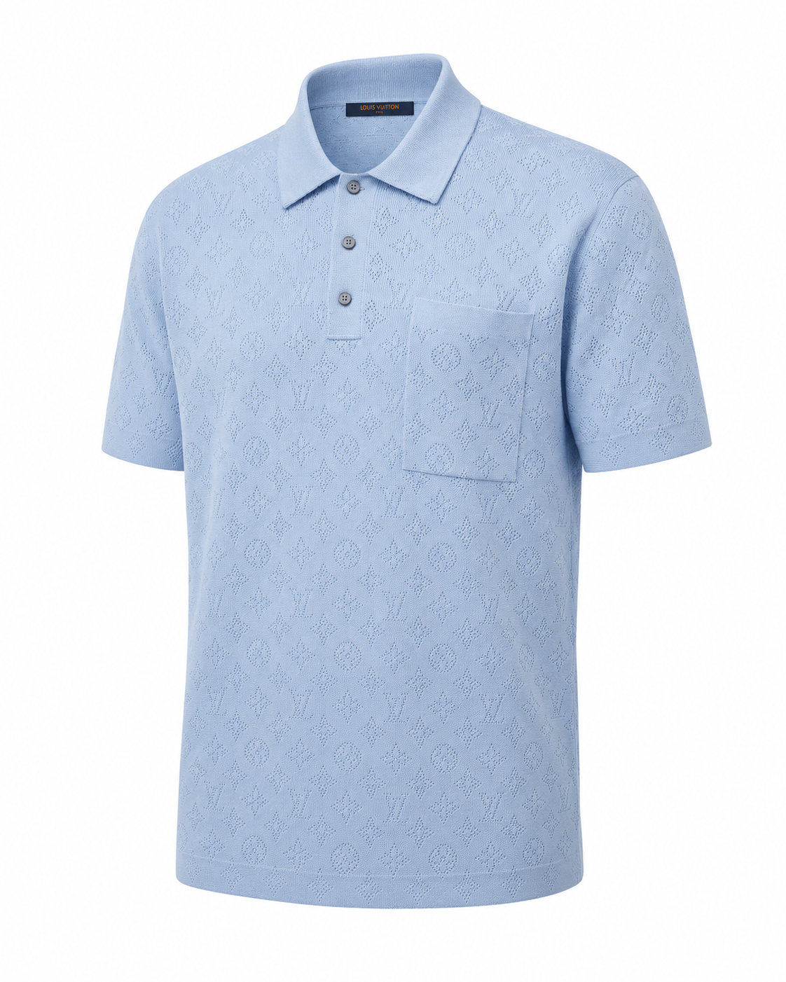 Monogram Knit Polo – Sky Blue