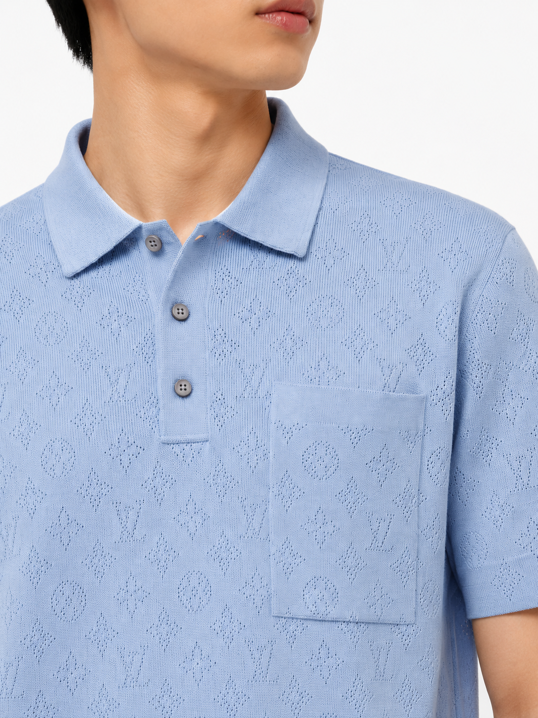 Monogram Knit Polo – Sky Blue
