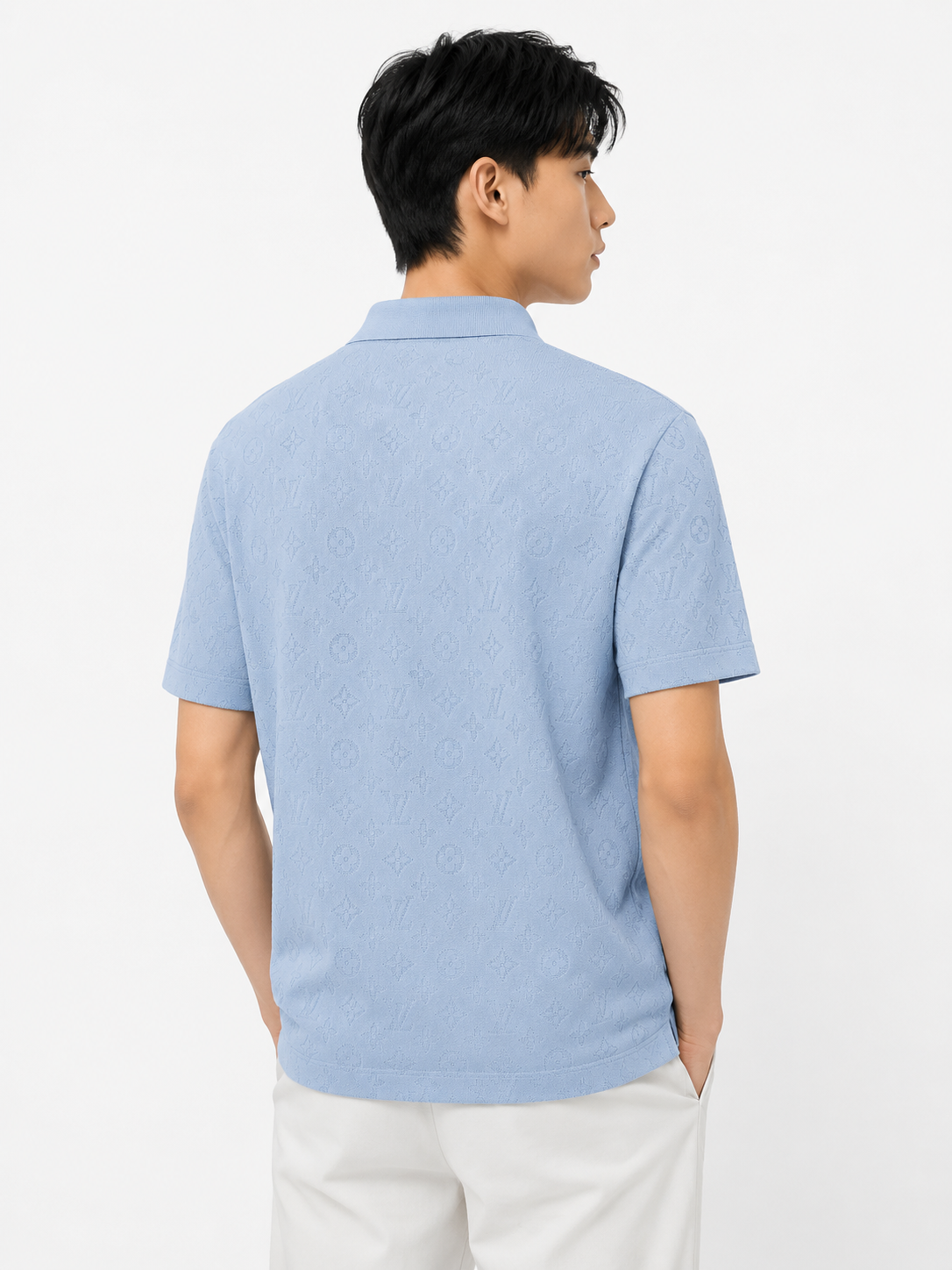 Monogram Knit Polo – Sky Blue