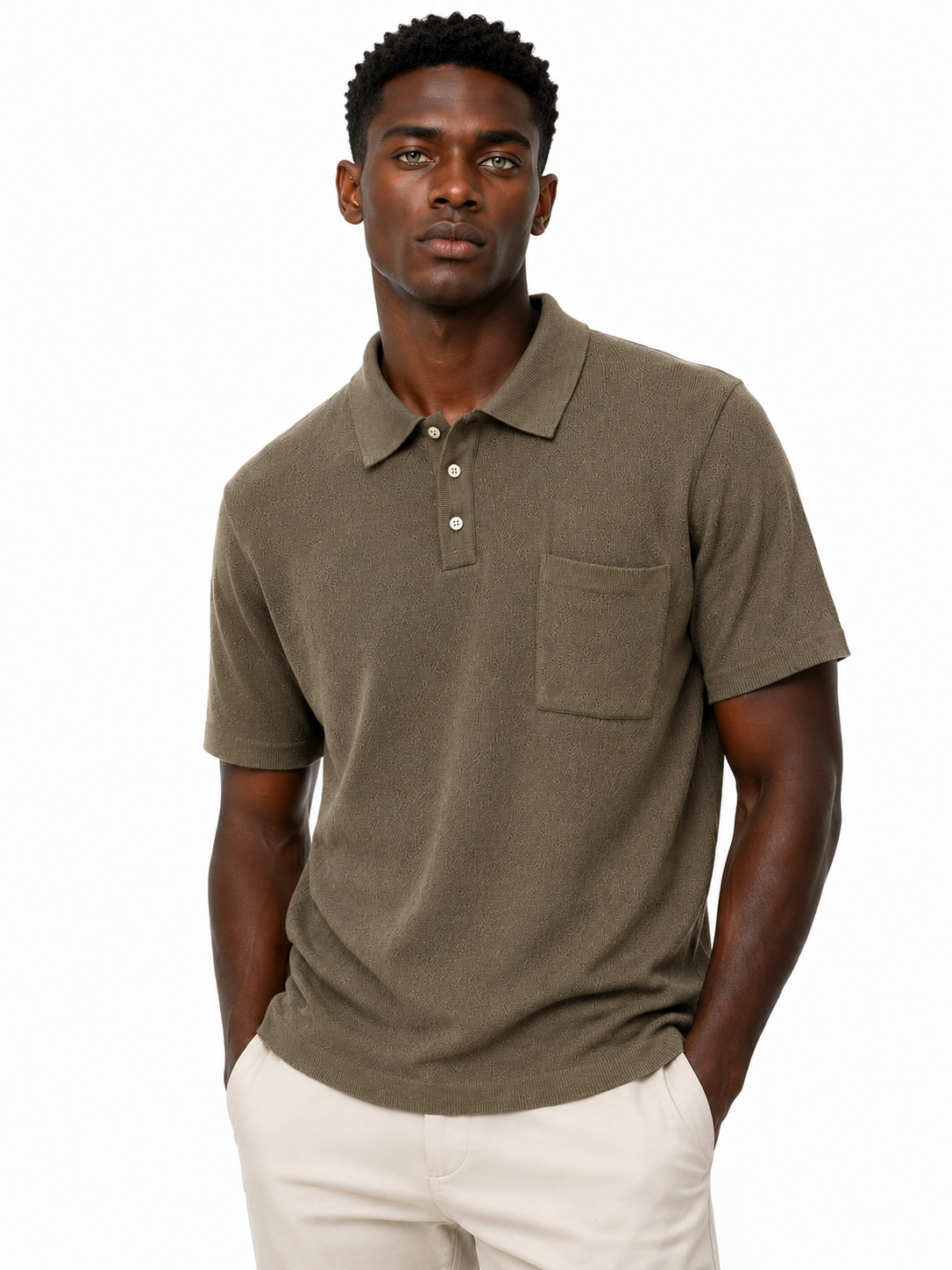 Monogram Knit Polo – Taupe