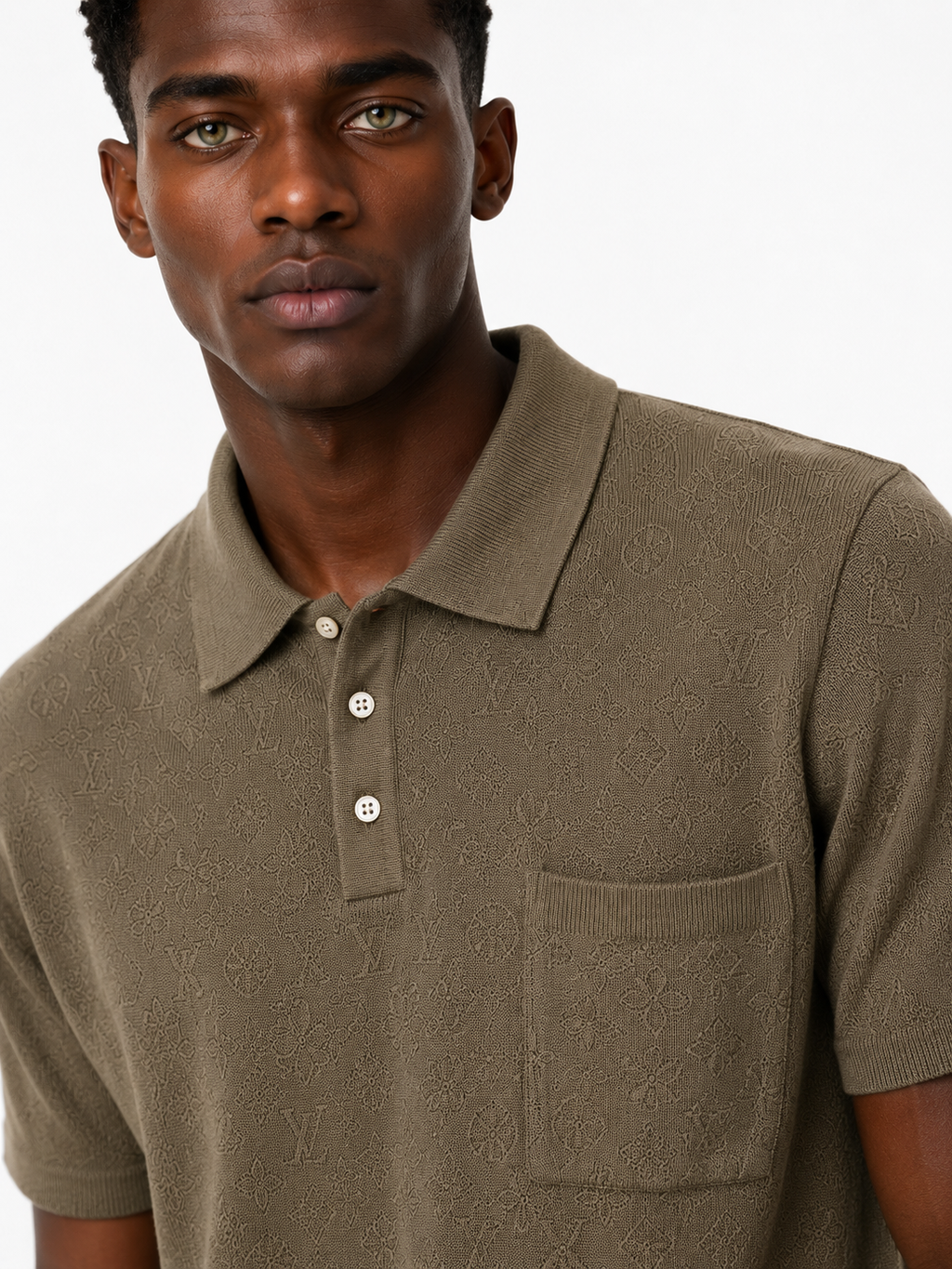 Monogram Knit Polo – Taupe
