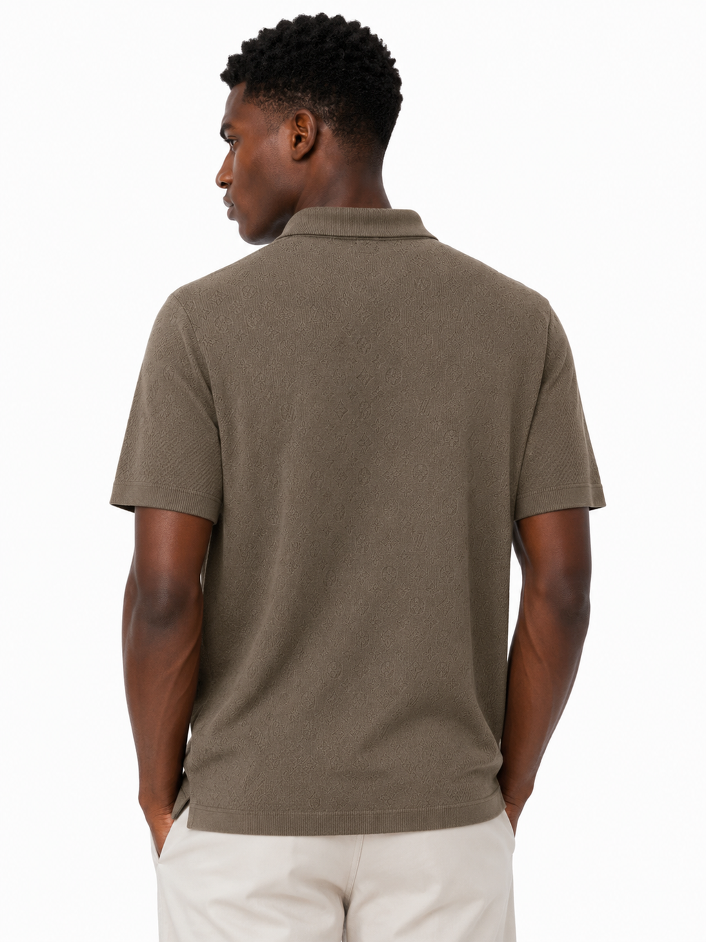 Monogram Knit Polo – Taupe