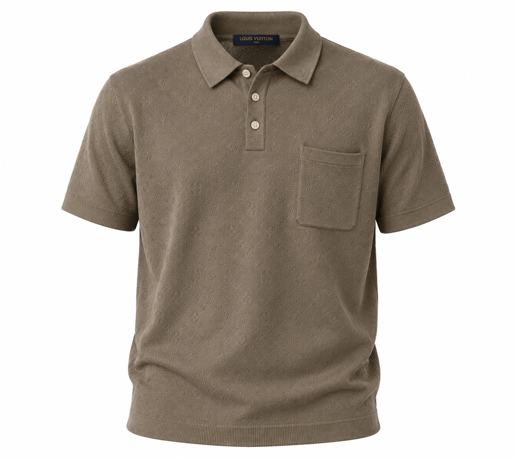 Monogram Knit Polo – Taupe