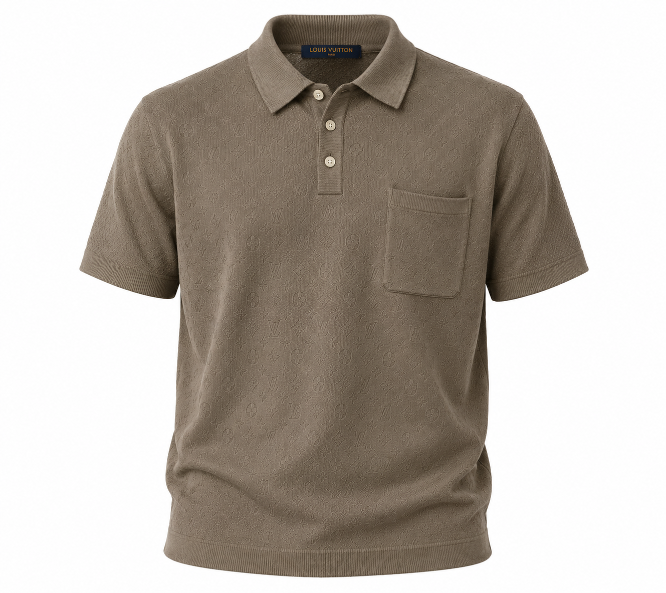 Monogram Knit Polo – Taupe