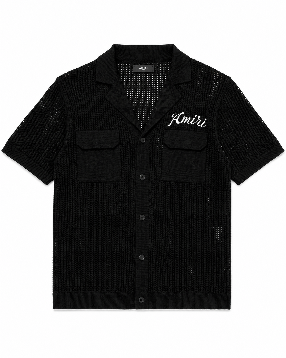 Amiri Open Knit Resort Shirt – Black