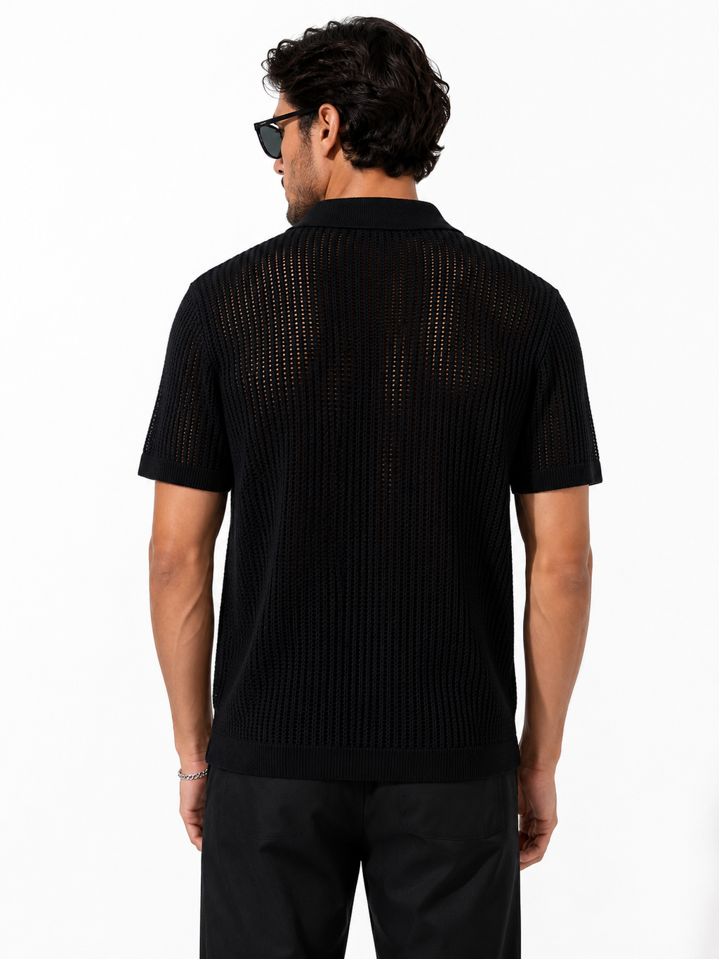Amiri Open Knit Resort Shirt – Black
