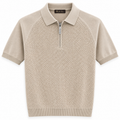 Loro Piana Textured Knit Zip Polo – Beige