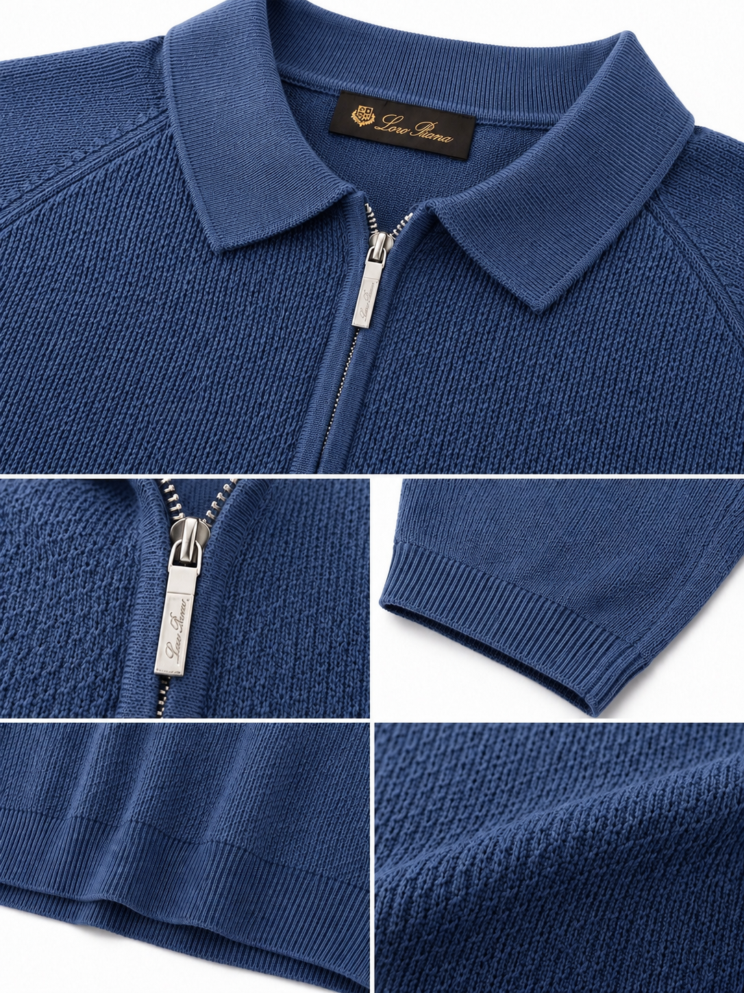 Loro Piana Zip Knit Polo – Navy