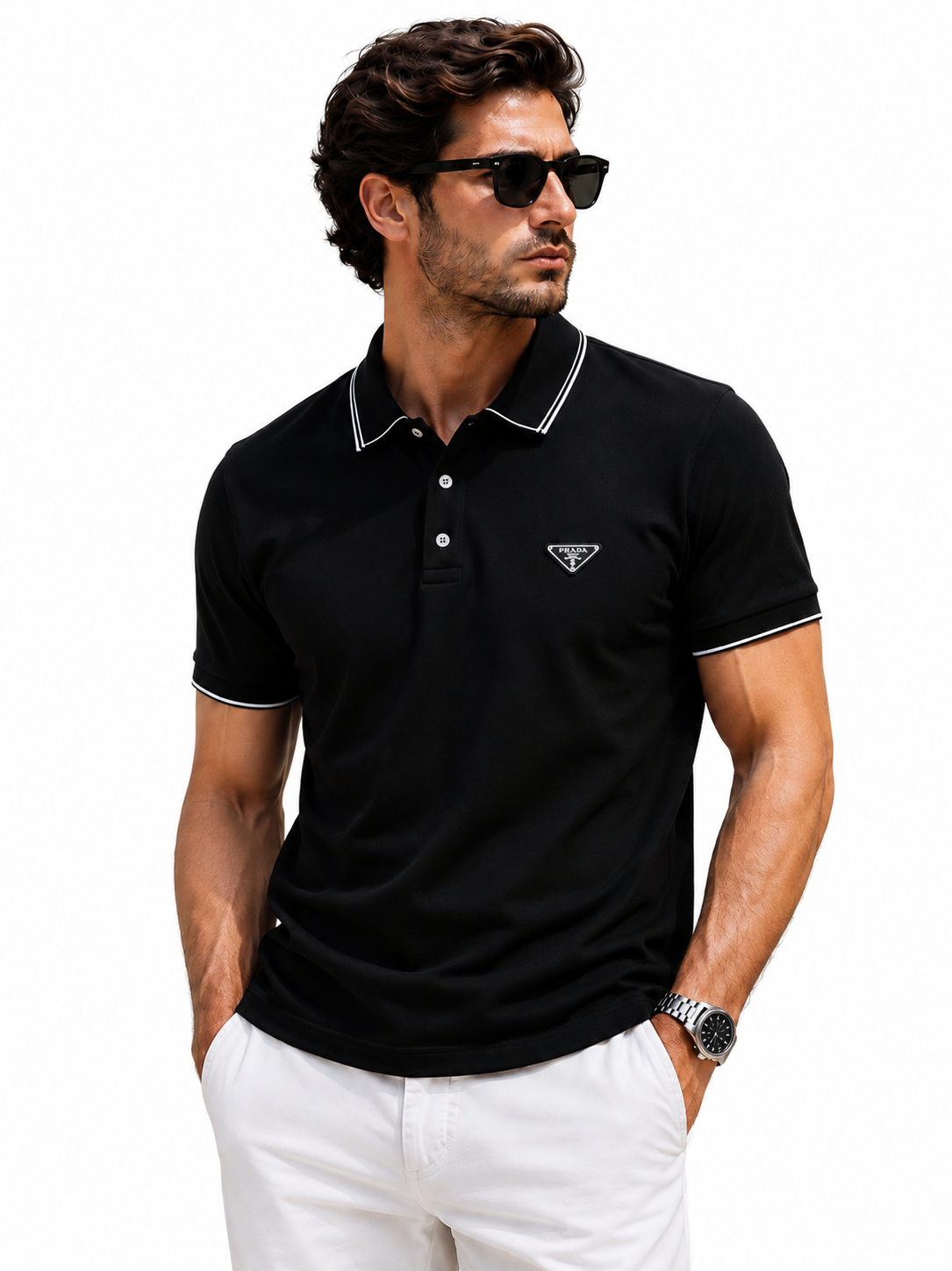 Prada Black Signature Polo