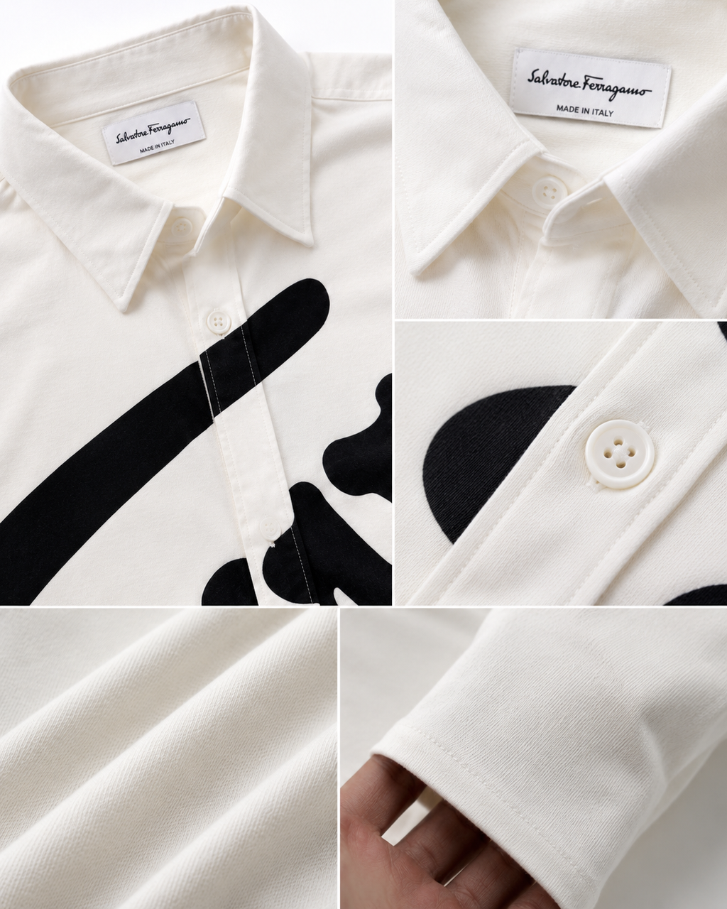 Salvatore Ferragam- Premium White Printed Shirt