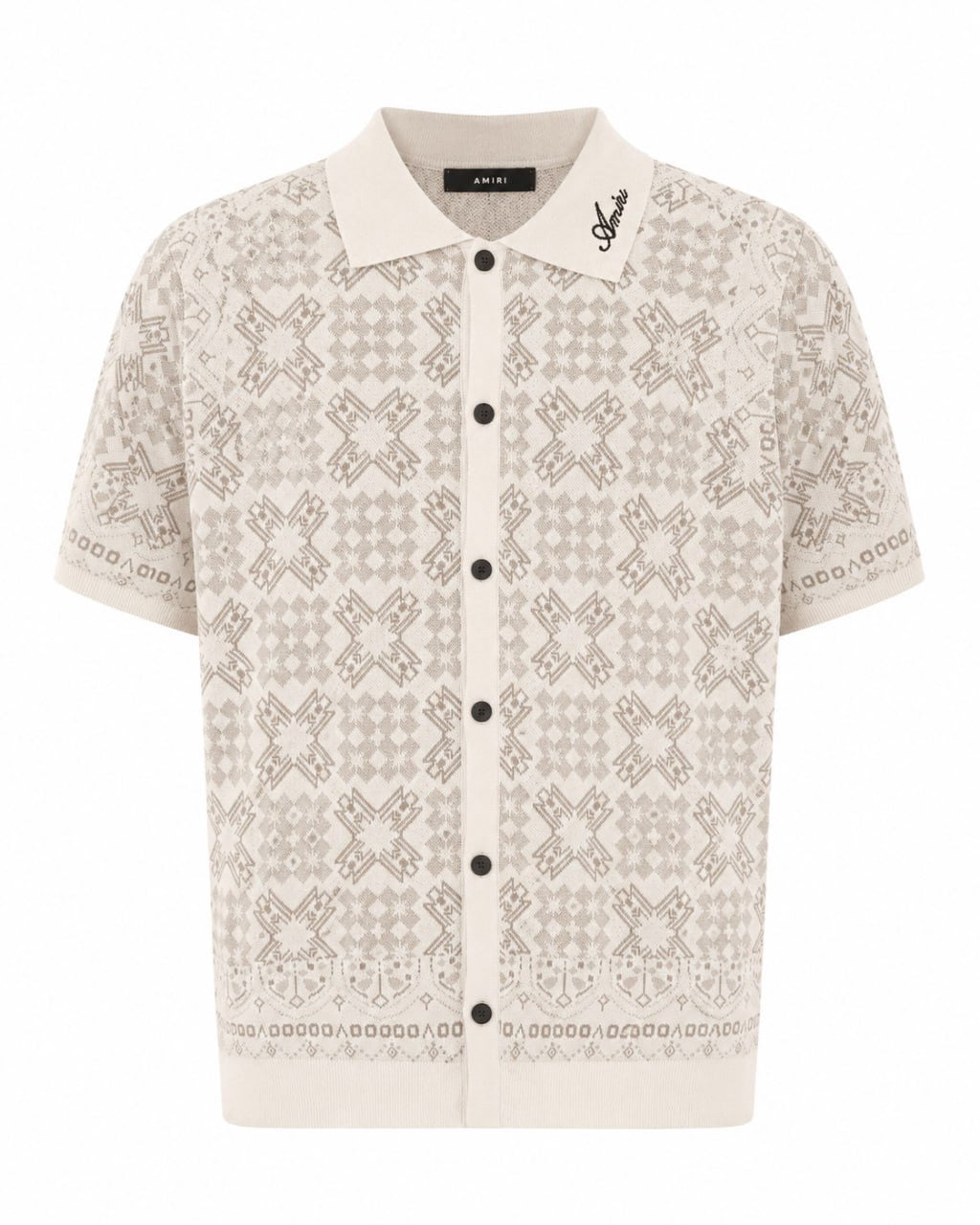 AMIRI Patterned Knit Polo – Cream