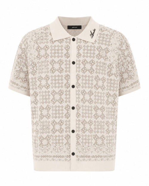 AMIRI Patterned Knit Polo – Cream