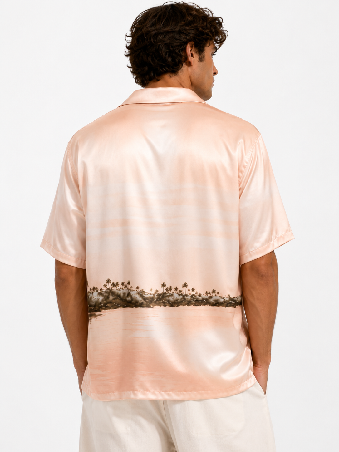 Amiri Palm Print Satin Shirt
