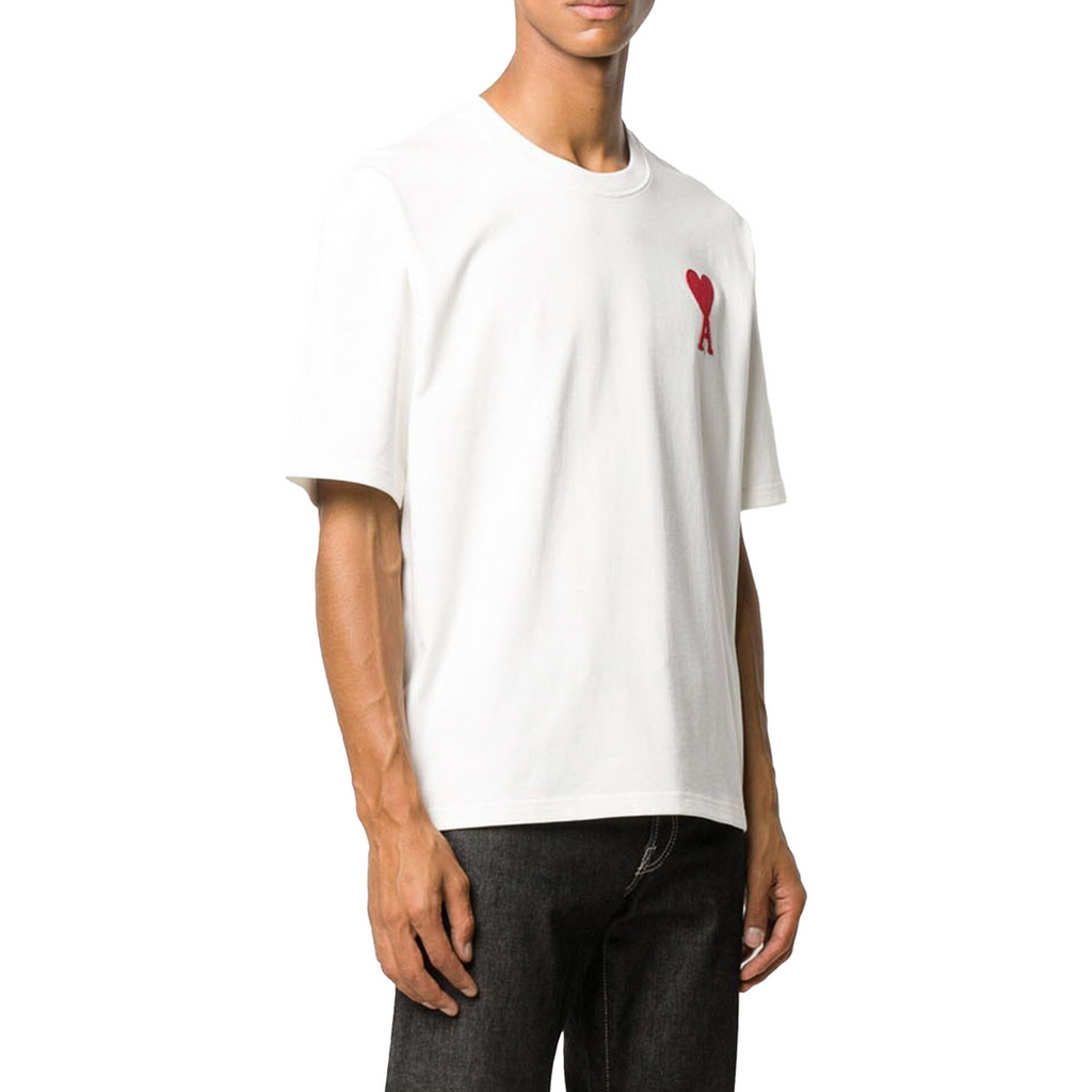 AMI PARIS De Coeur Chain Stitch Tee Whitea