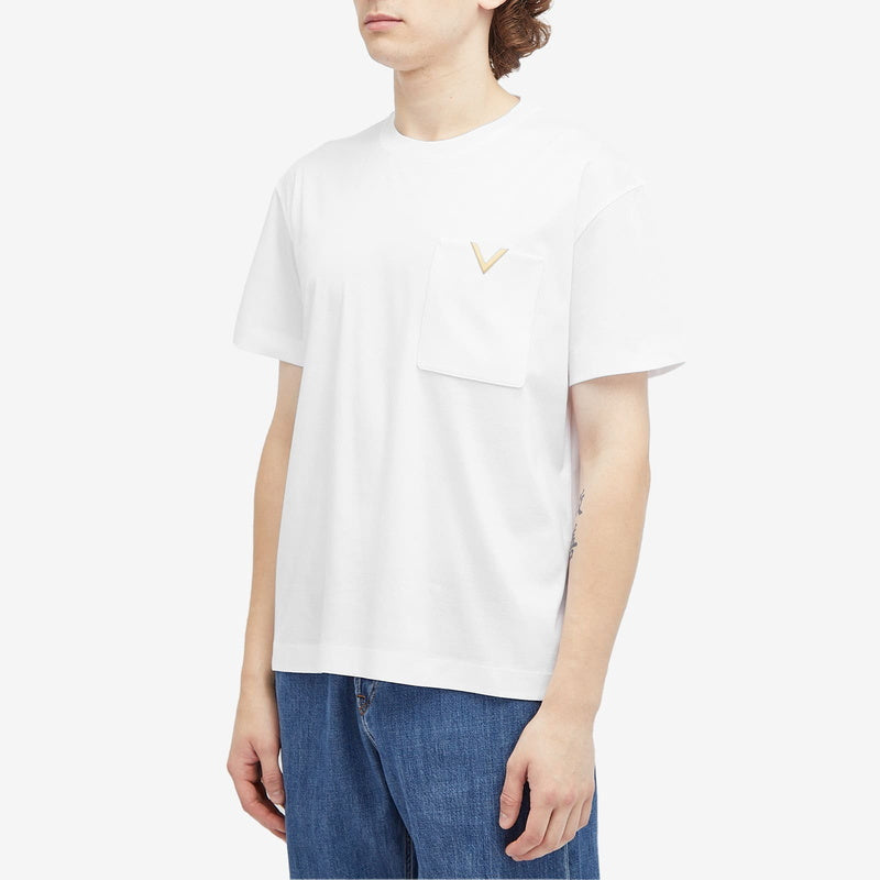 Valentino Men's V Pocket Logo Shirt in White