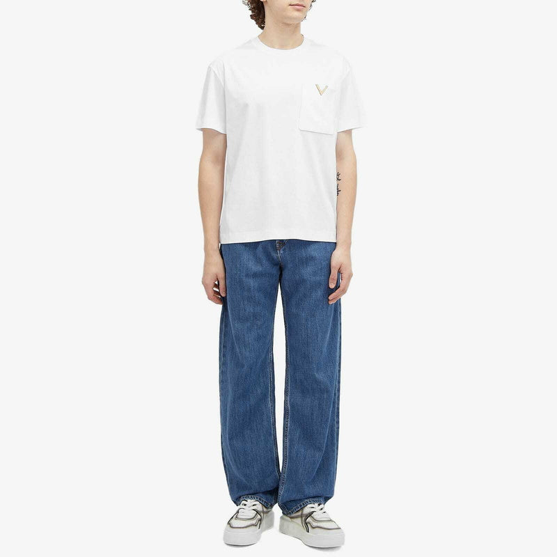 Valentino Men's V Pocket Logo Shirt in White